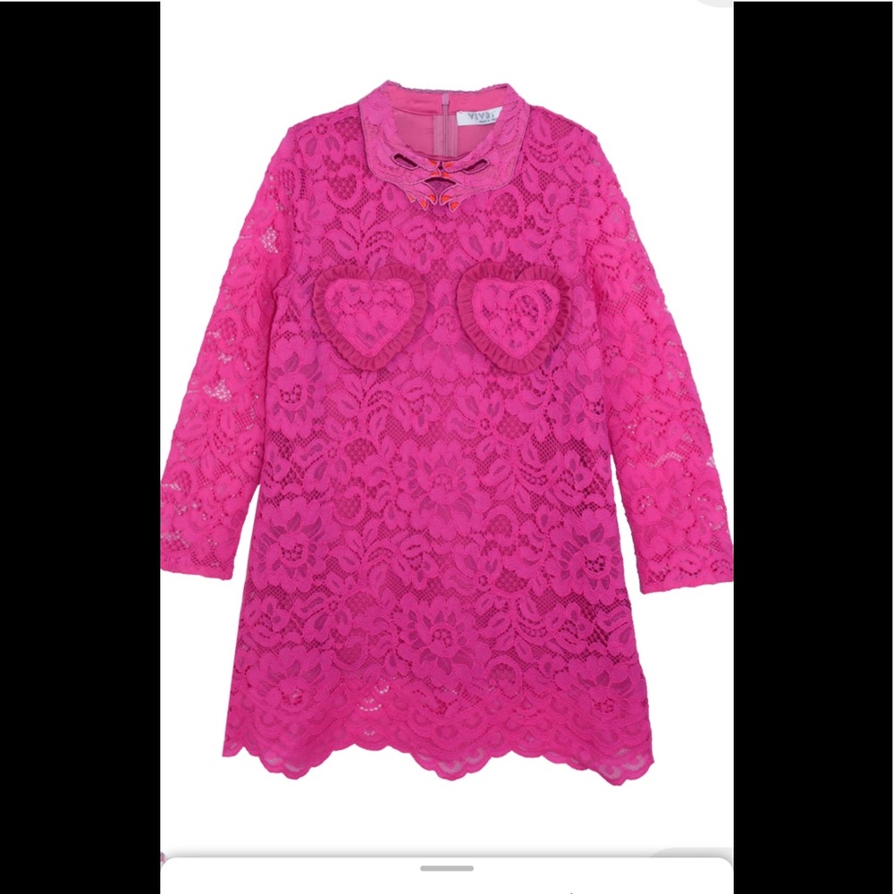 Vivetta fuschia lace scalloped dress.